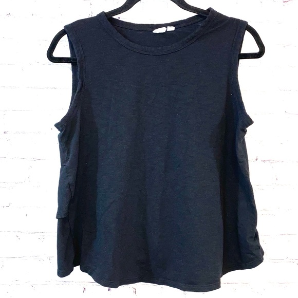 🇺🇸 Gap True Black Sleeveless Ruffle Back Top - Picture 1 of 9